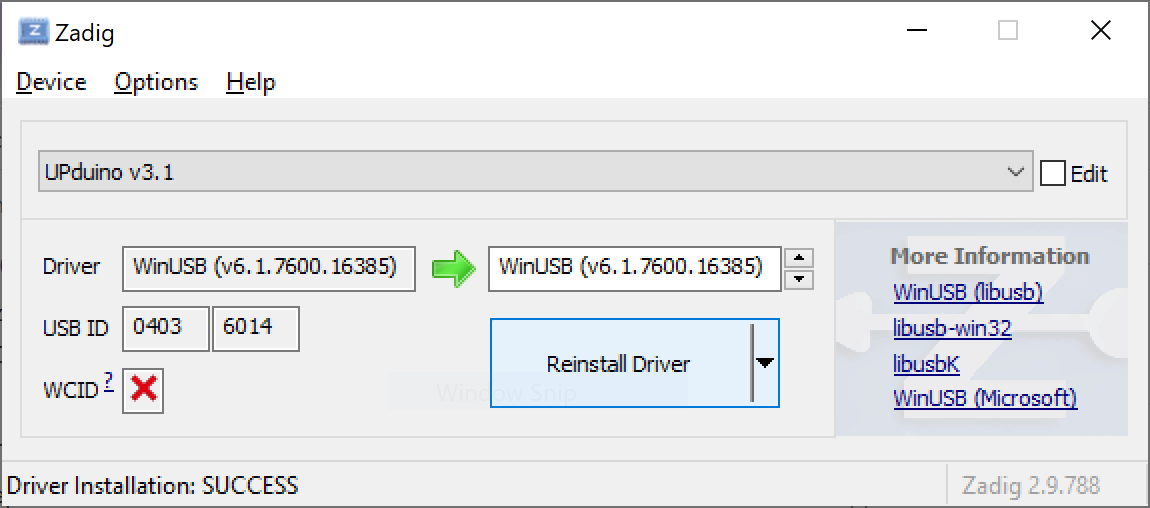 Zadig Driver Tool